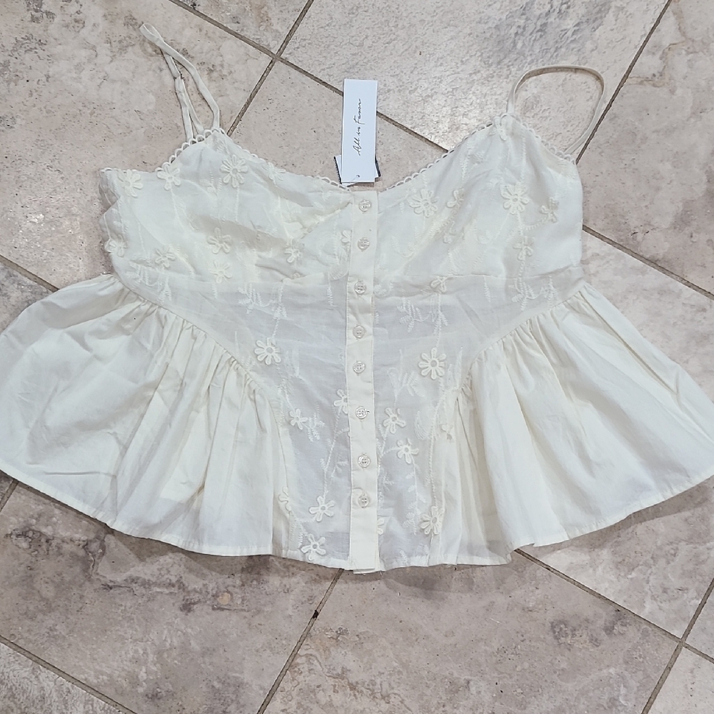 All in Favor Cream Floral Embroidered Blouse - Picture 2 of 9